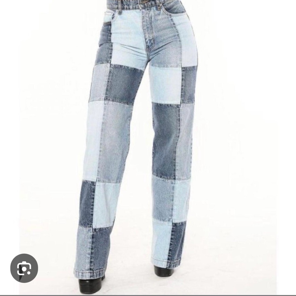 REVICE Blue Flare Patchwork Jeans